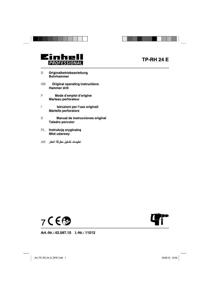 Page 1 de la notice Manuel utilisateur Einhell TP-RH 24 E