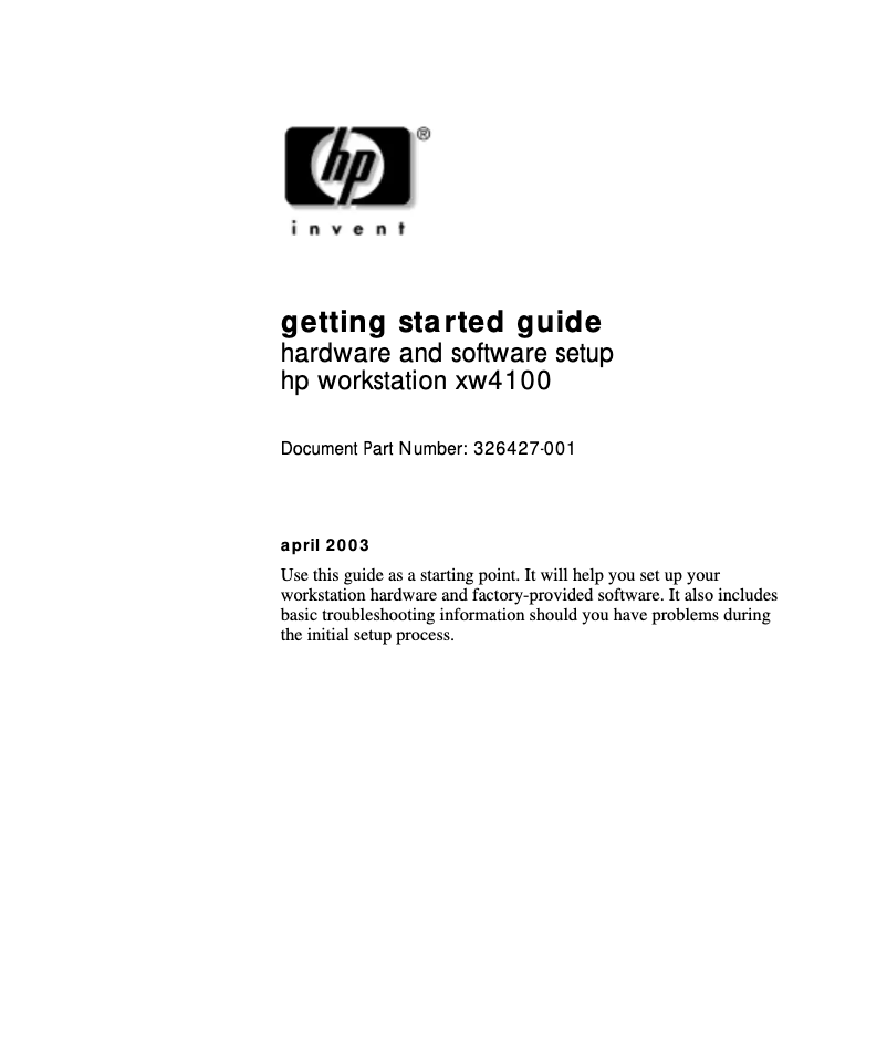 Page 1 de la notice Manuel utilisateur HP xw4100