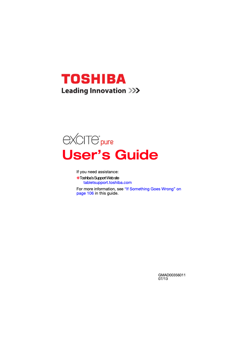 Page n°1 - Manuel utilisateur Toshiba Excite Pure AT15
