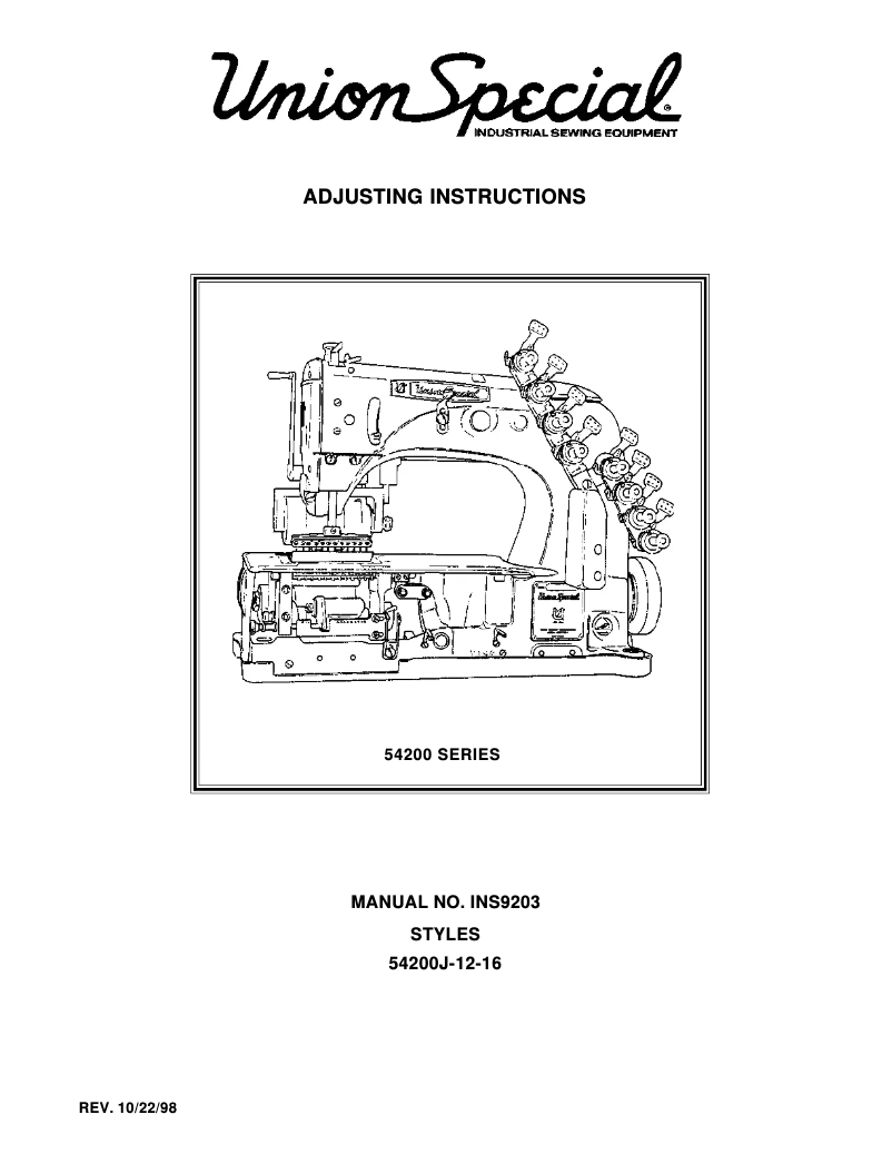 Page n°1 - Manuel utilisateur Union Special 54200J-12-16