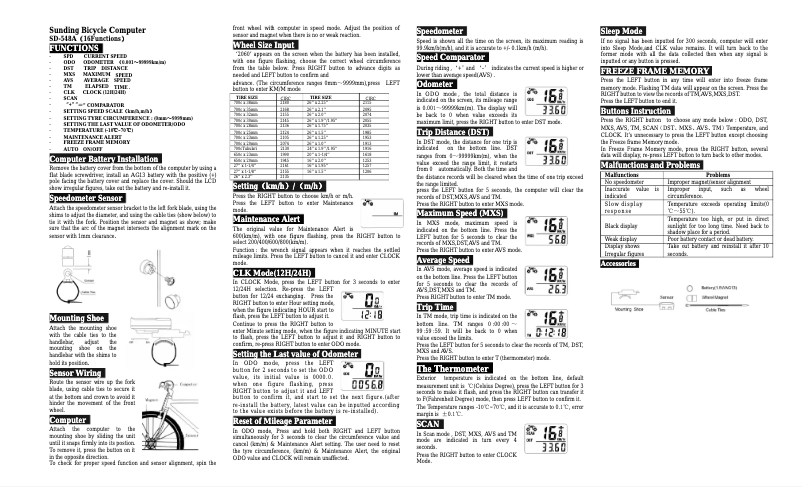 Page 1 de la notice Manuel utilisateur Sunding SD-548A