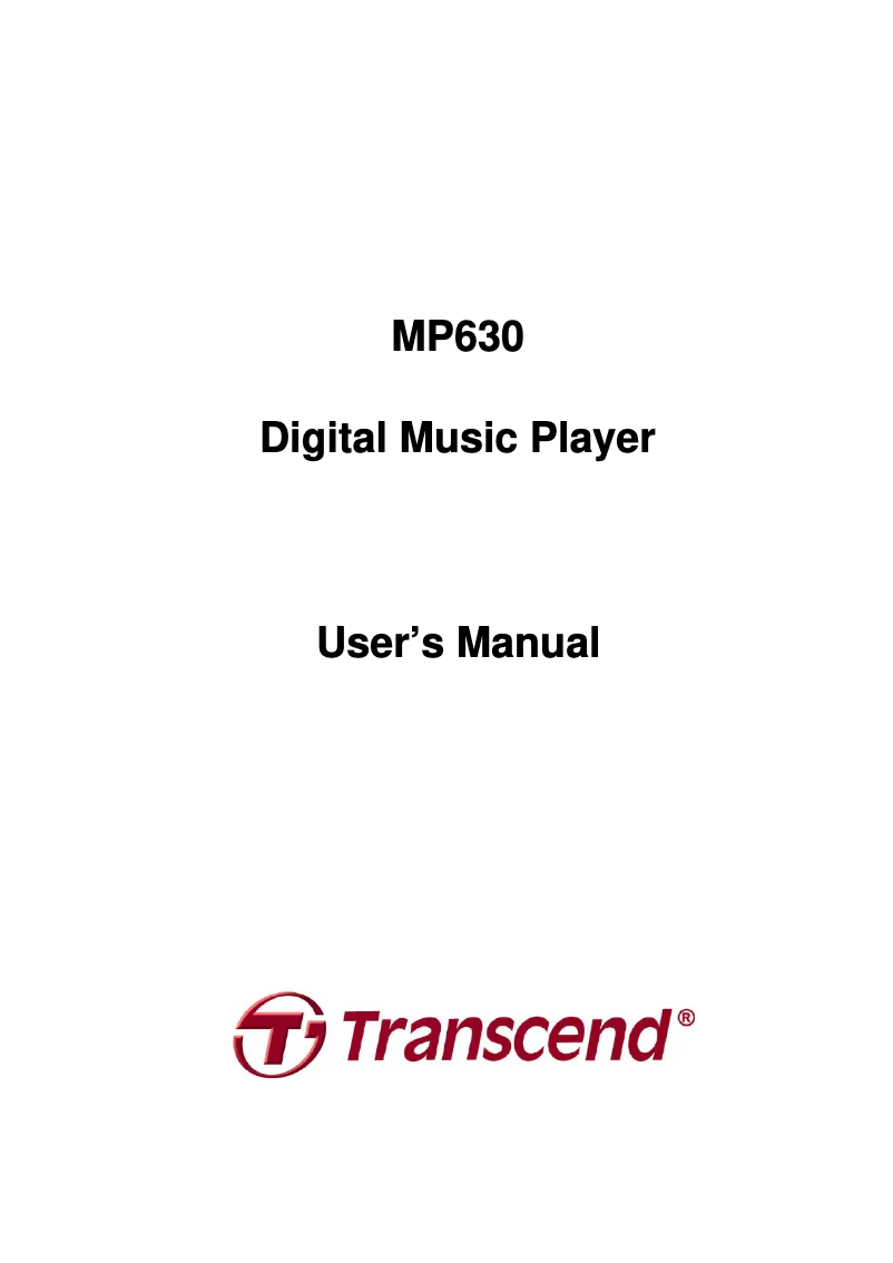 Page n°1 - Manuel utilisateur Transcend MP630
