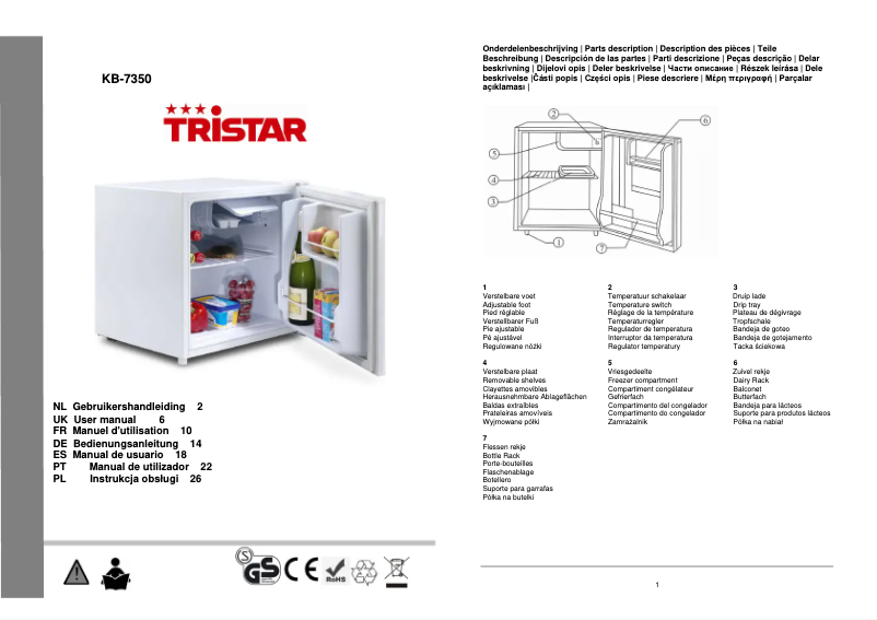 Page n°1 - Manuel utilisateur TriStar KB-7350