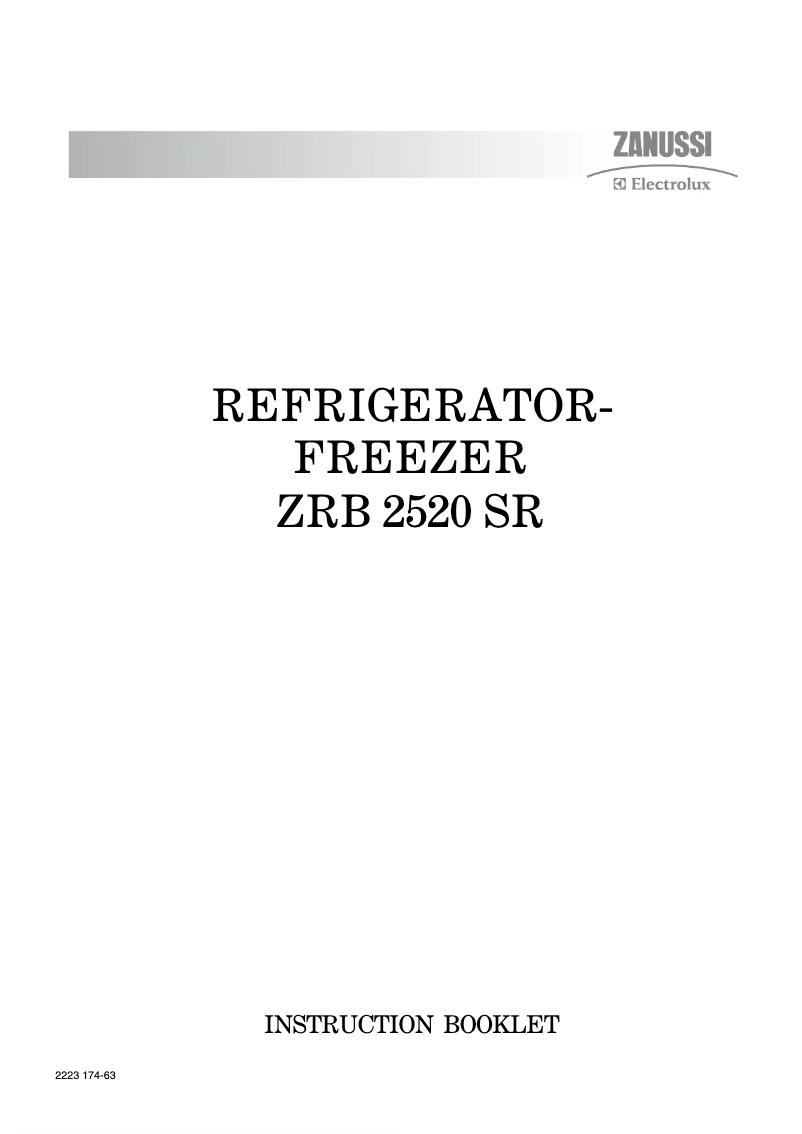 Image de la première page du manuel de l'appareil ZRB2520SR