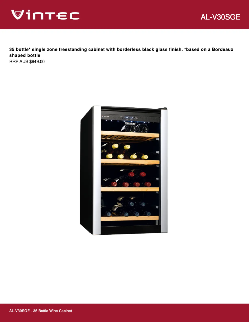 Page 1 de la notice Fiche technique Vintec AL-V30SGE