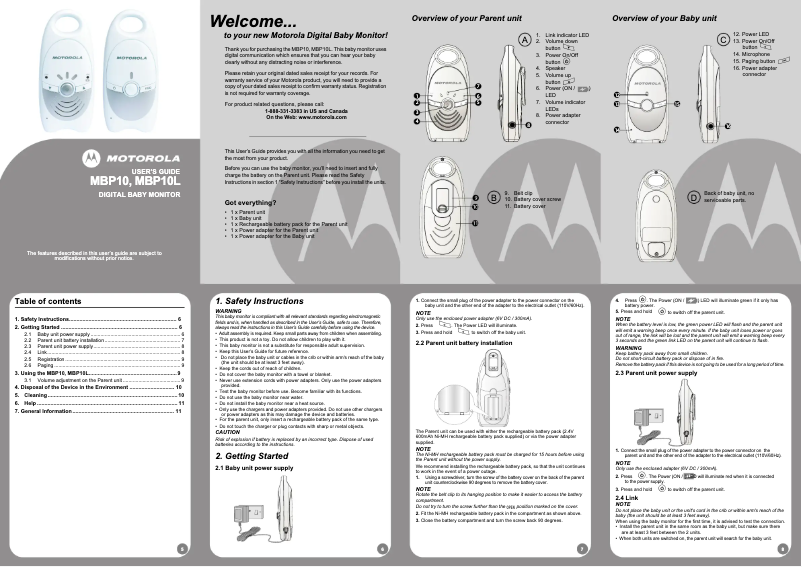 Image de la première page du manuel de l'appareil MBP10L