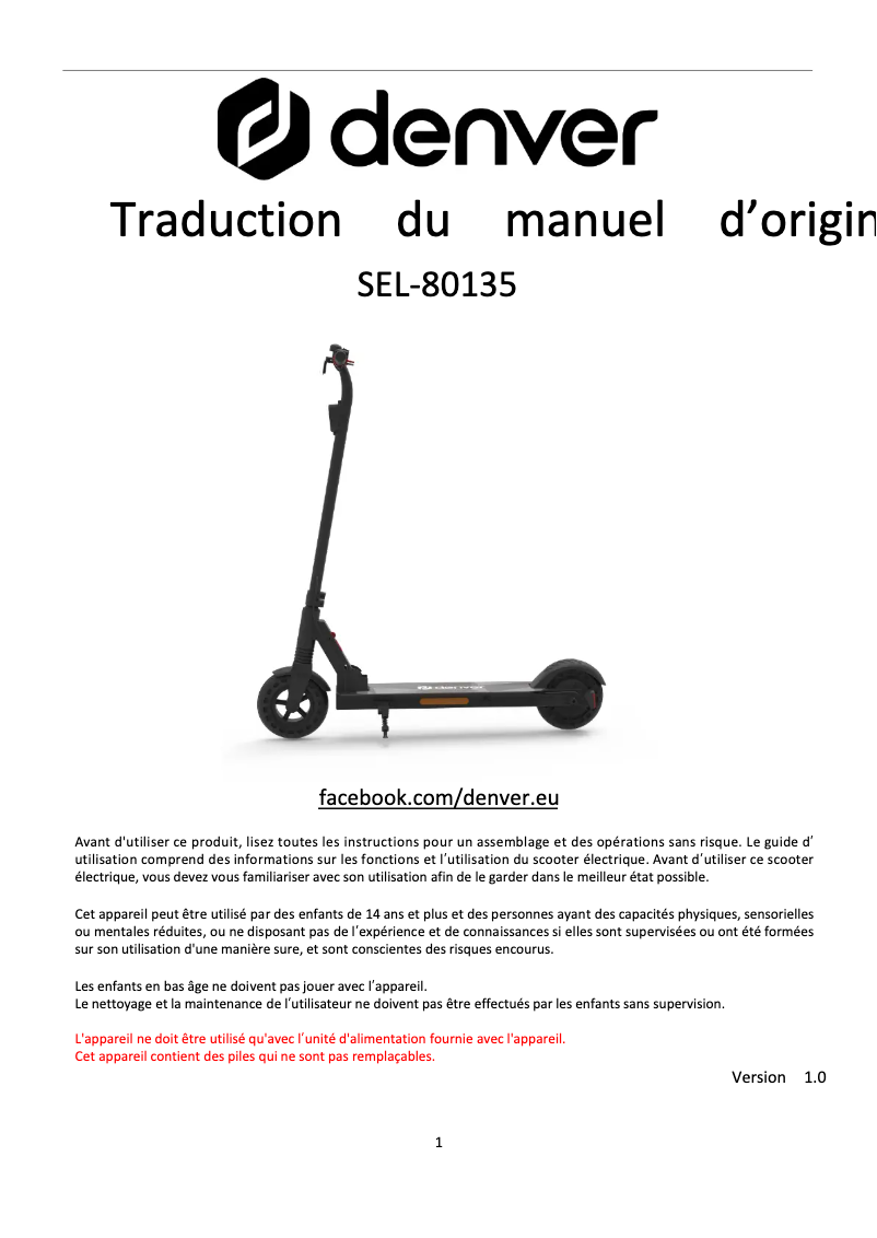 Image de la première page du manuel de l'appareil SEL-80135