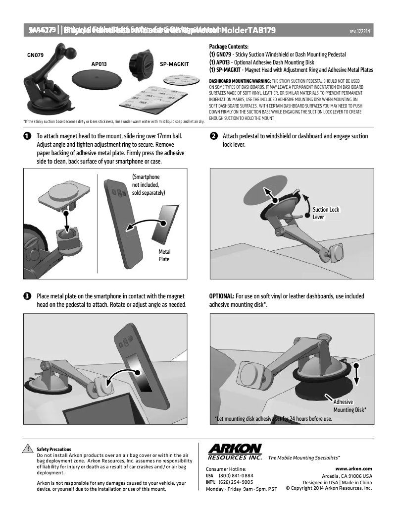 Page 1 de la notice Manuel utilisateur Arkon MAG179