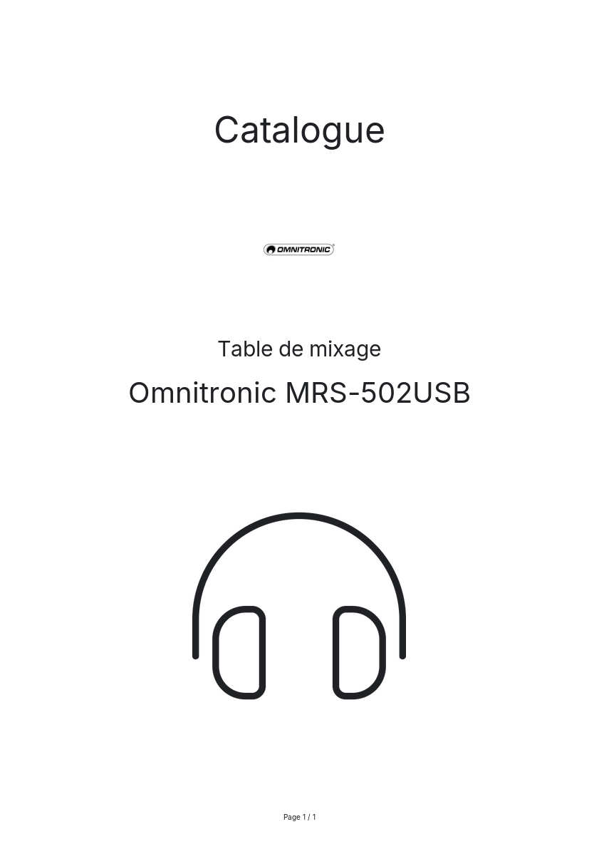 Page n°1 - Catalogue Omnitronic MRS-502USB