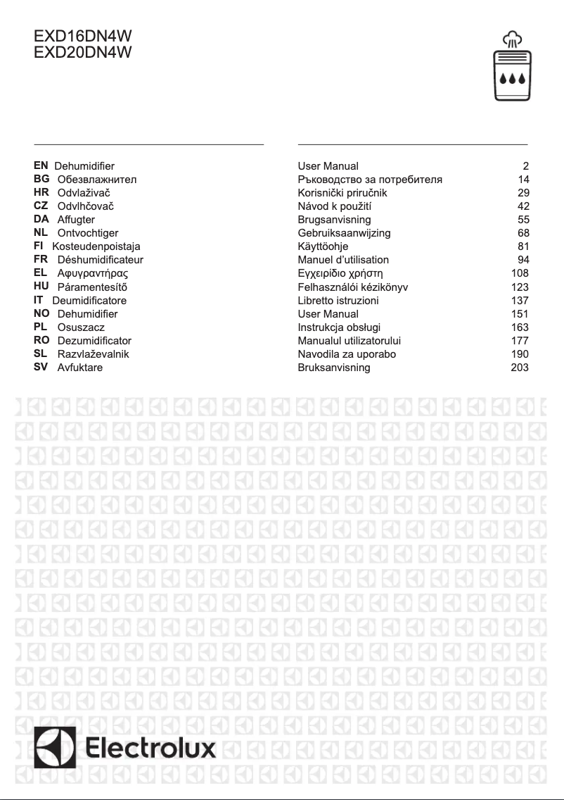 Page 1 de la notice Manuel utilisateur Electrolux EXD20DN4W