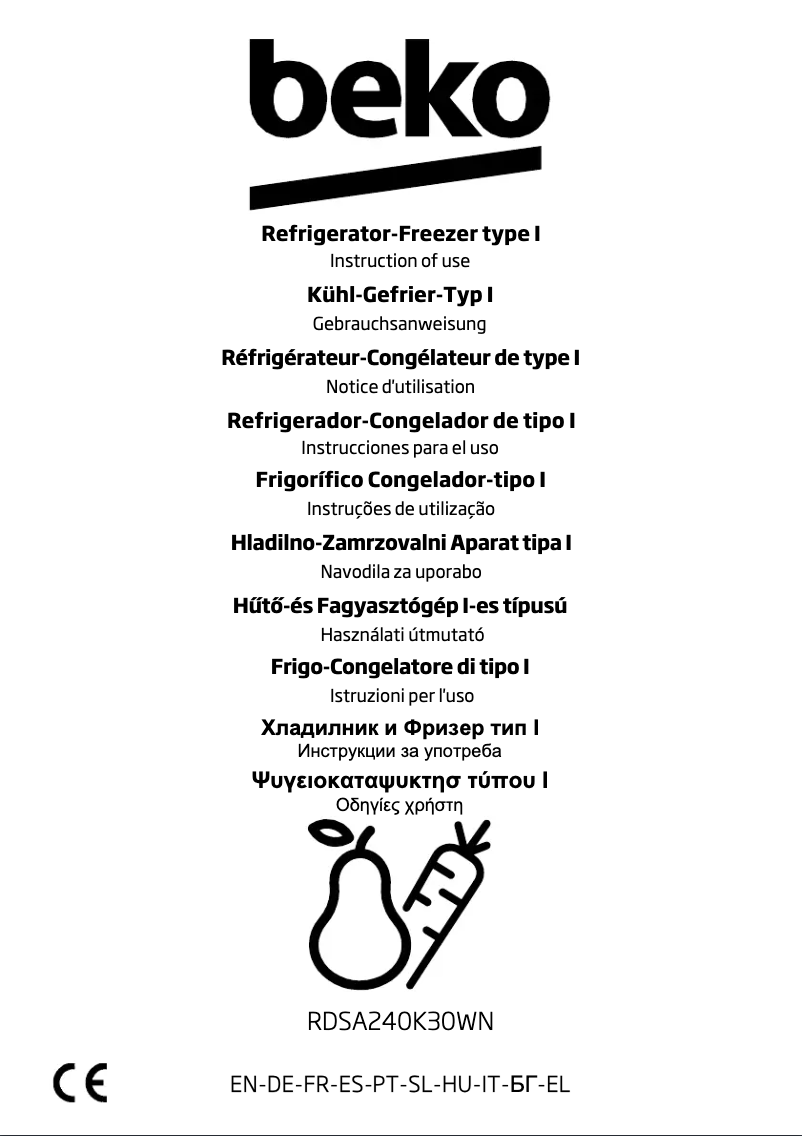 Page n°1 - Manuel utilisateur Beko RDSA240K30WN