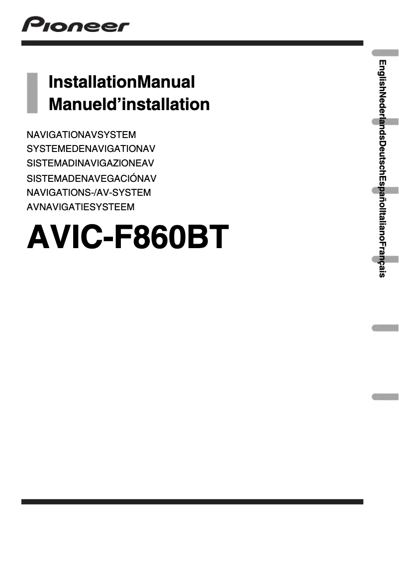 Page 1 de la notice Guide d'installation Pioneer AVIC-F860BT