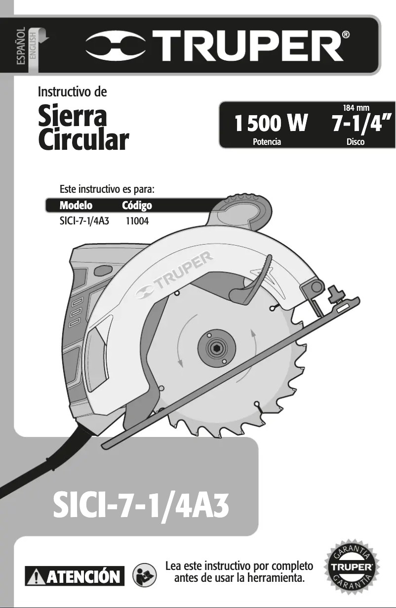 Page n°1 - Manuel utilisateur Truper SICI-7-1/4A3