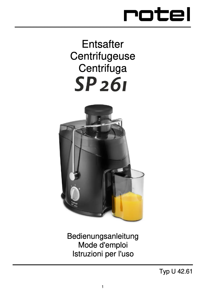 Image de la première page du manuel de l'appareil SP 261