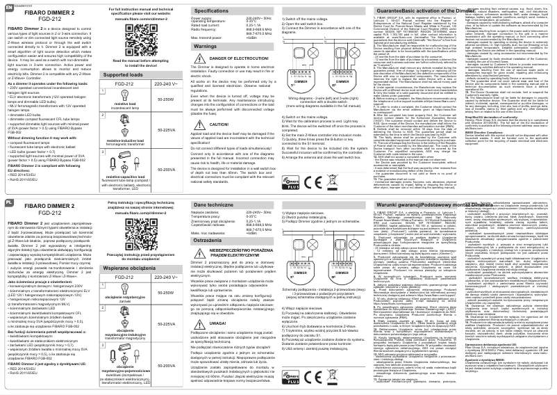Page n°1 - Manuel utilisateur Fibaro Dimmer 2 FGD-212