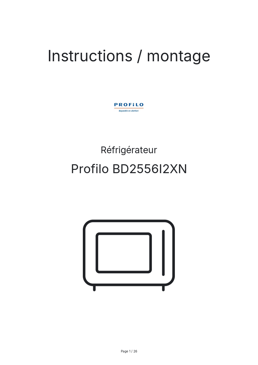 Page n°1 - Instructions / montage Profilo BD2556I2XN