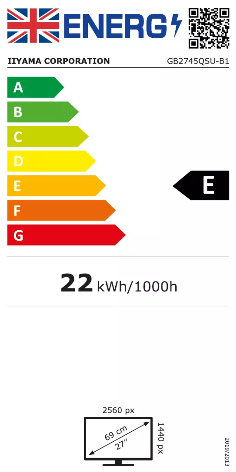 Página 1 del manual Etiqueta energética Iiyama G-Master GB2745QS