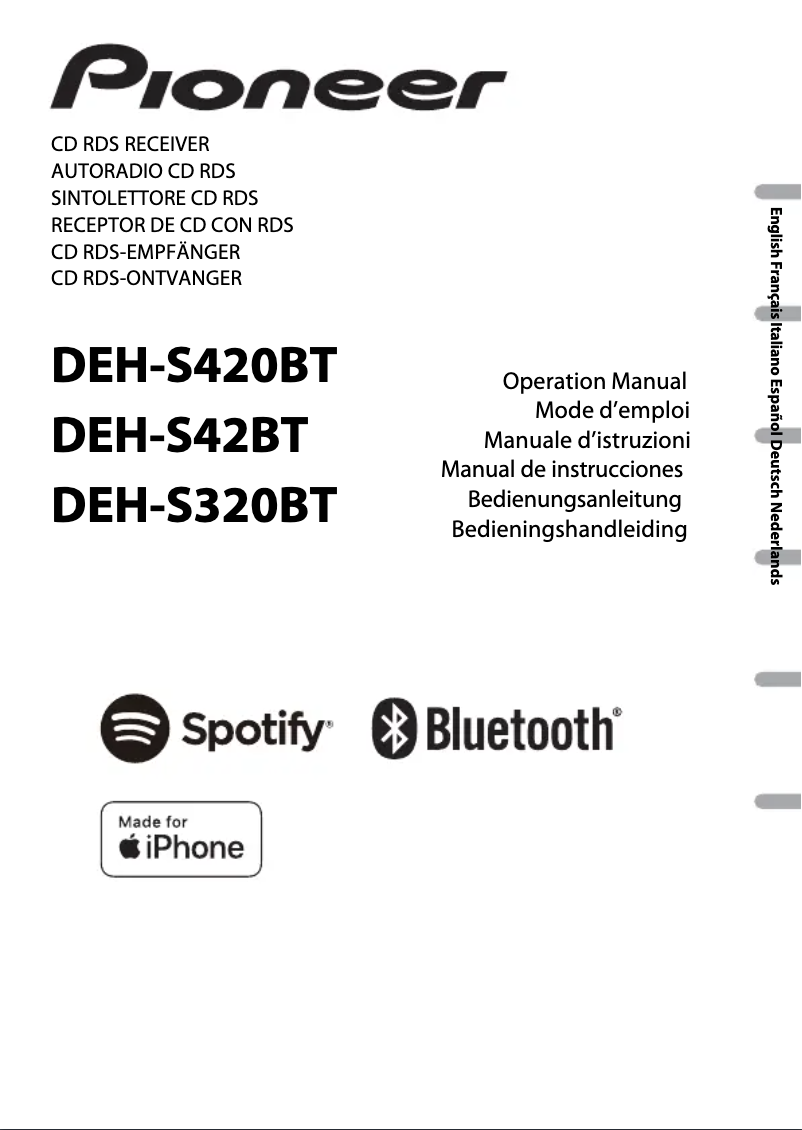 Page n°1 - Manuel utilisateur Pioneer DEH-S320BT