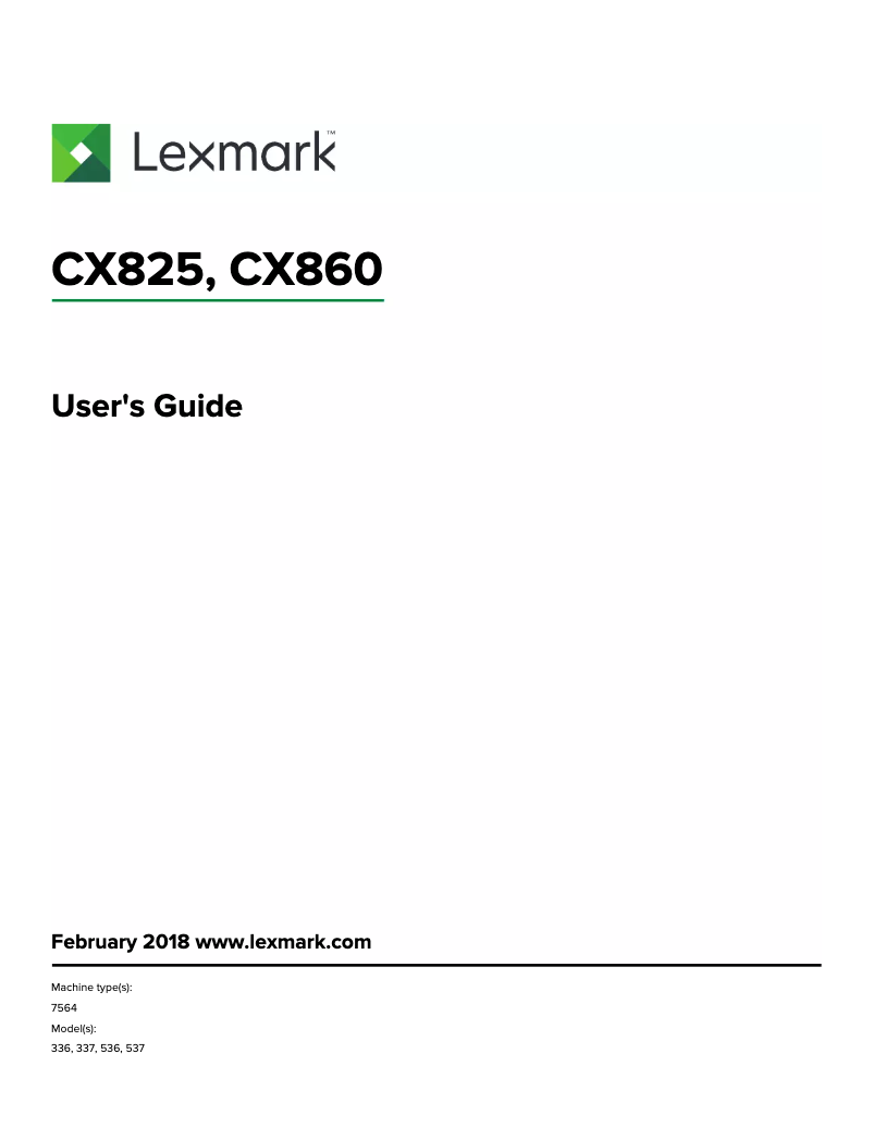 Page 1 de la notice Manuel utilisateur Lexmark CX860DE