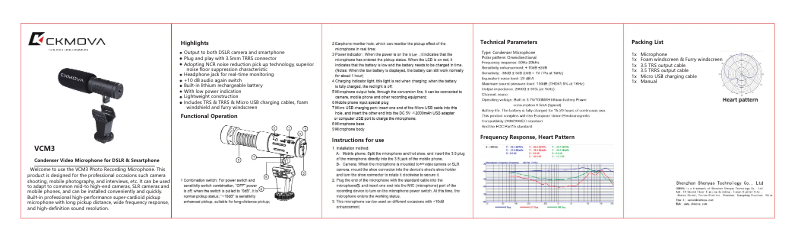 Page 1 de la notice Manuel utilisateur CKMOVA VCM3