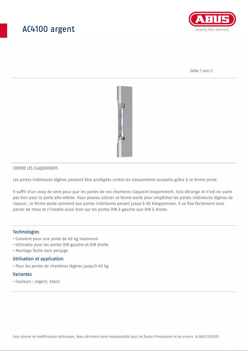 Image de la première page du manuel de l'appareil AC4100