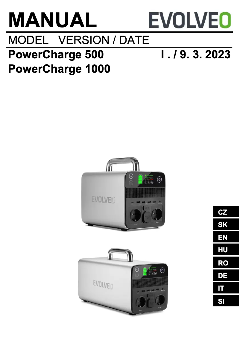 Image de la première page du manuel de l'appareil PowerCharge 500