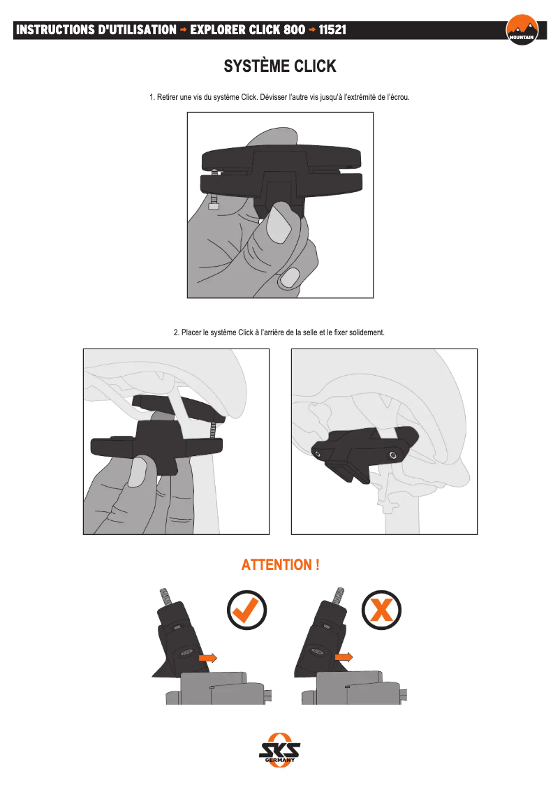 Page 1 de la notice Manuel utilisateur SKS Explorer Click 800