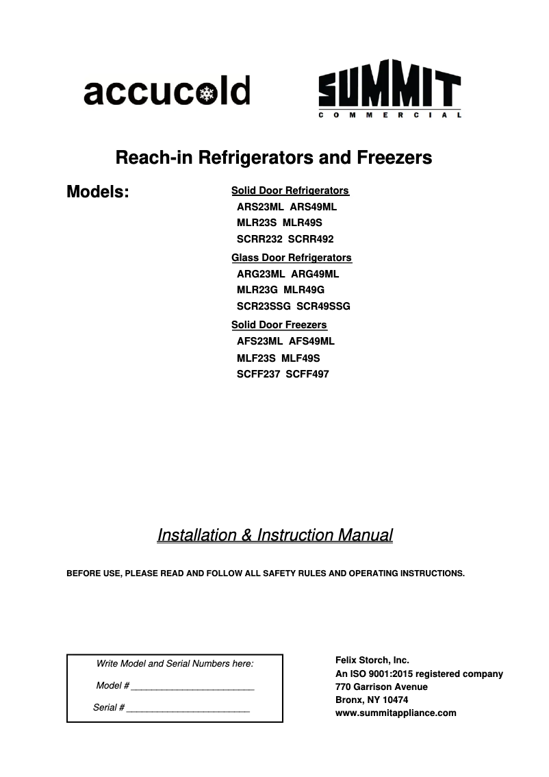 Page 1 de la notice Manuel utilisateur Summit SCRR232