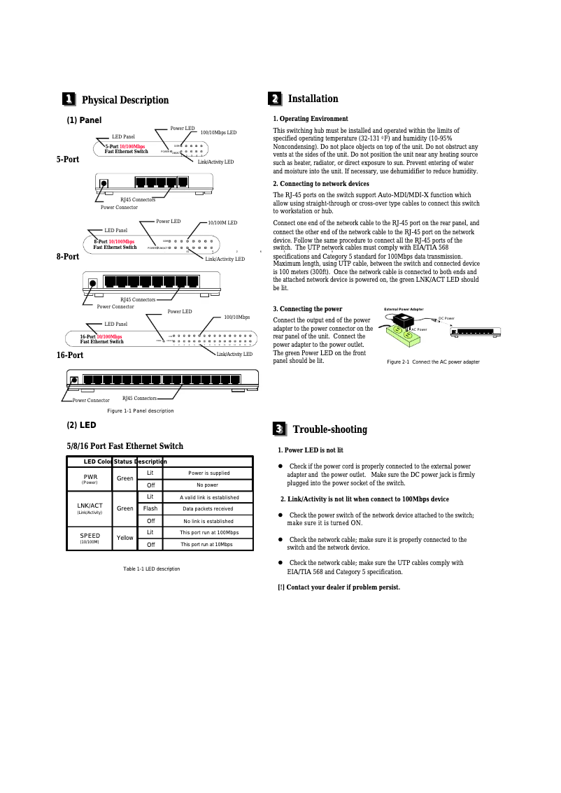 Page n°1 - Mode d'emploi Edimax ES-3116P