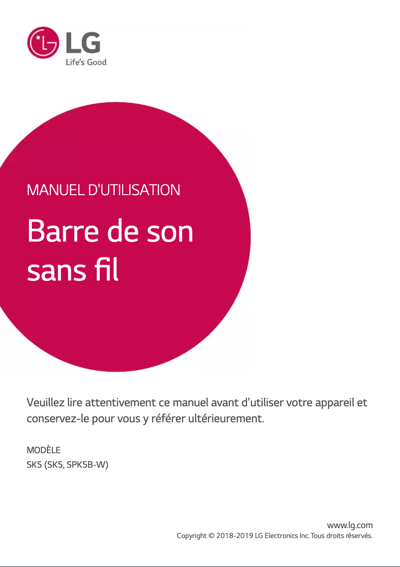 Page n°1 - Manuel utilisateur LG SK5