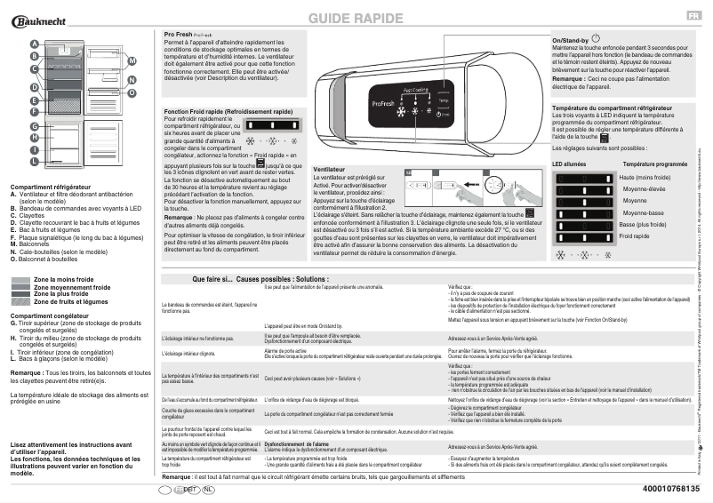 Page 1 de la notice Manuel utilisateur Bauknecht KGIE 1180 SF A++