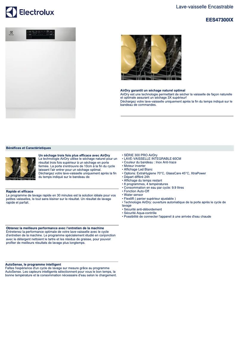 Page n°1 - Fiche technique Electrolux EES47300IX
