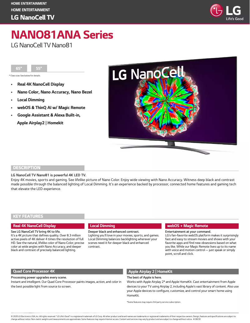 Page n°1 - Manuel utilisateur LG NANO81