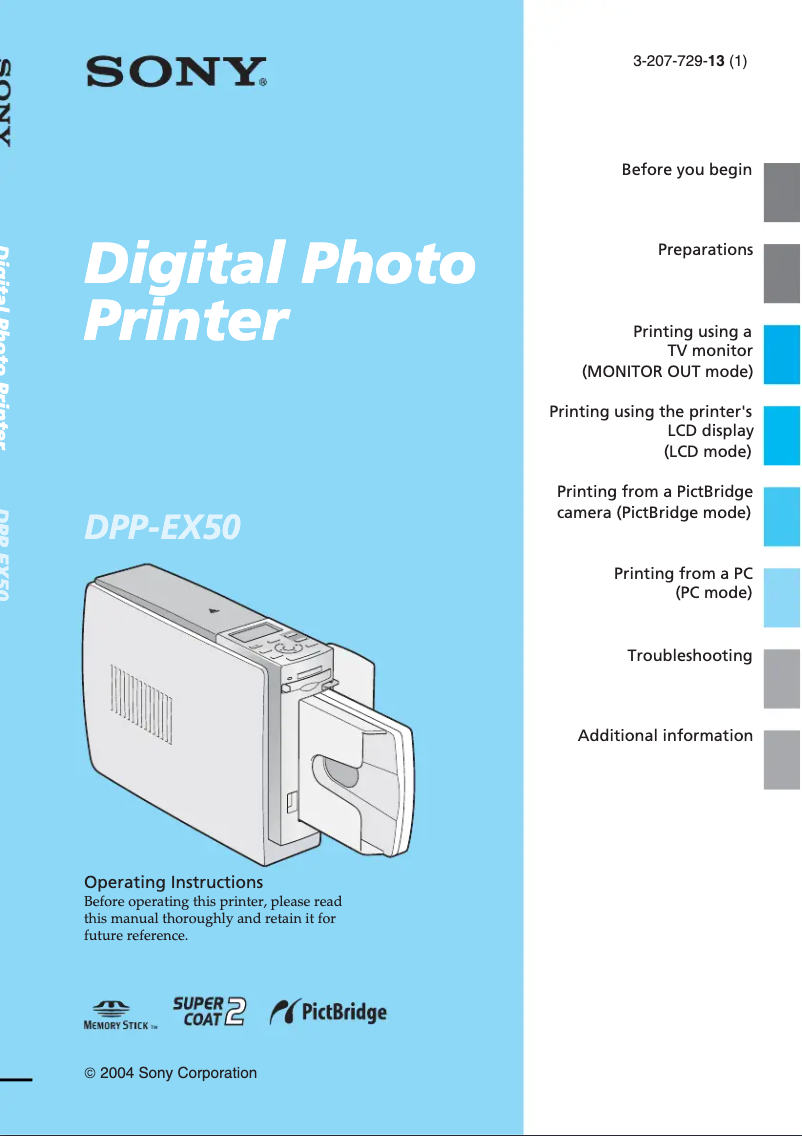 Page n°1 - Manuel utilisateur Sony DDP-EX50