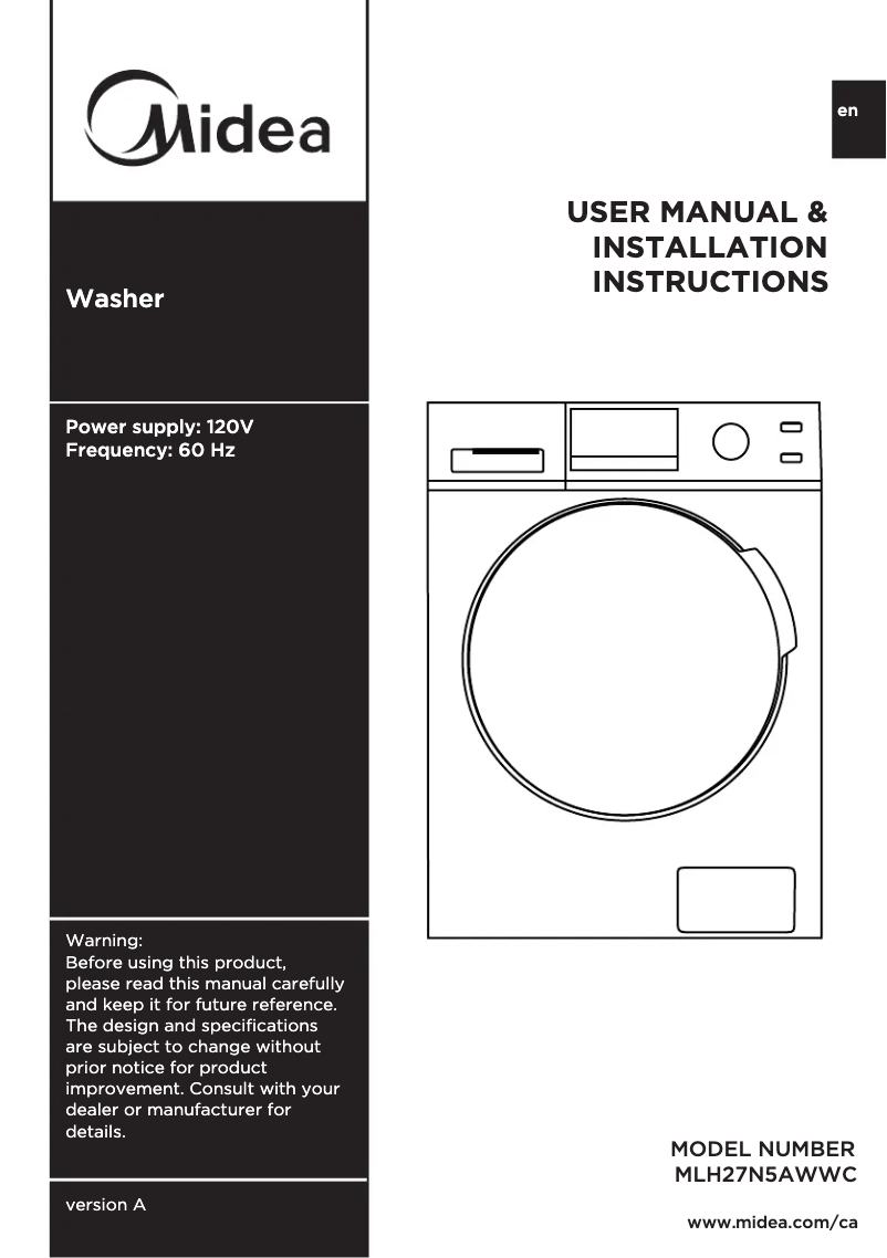 Page n°1 - Manuel utilisateur Midea MLH27N5AWWC