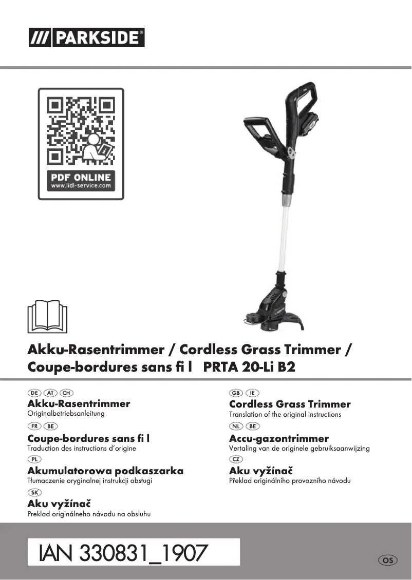 Page n°1 - Manuel utilisateur Parkside PRTA 20-Li B2