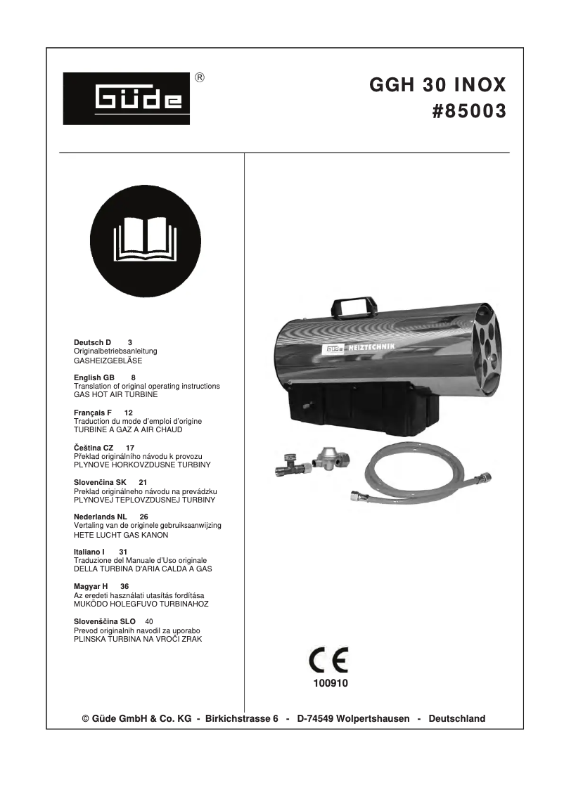 Page 1 de la notice Manuel utilisateur Güde 85003