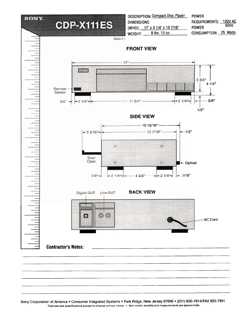 Page 1 de la notice Guide d'installation Sony CDP-X111ES