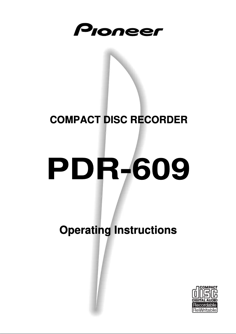 Page n°1 - Manuel utilisateur Pioneer PDR-609