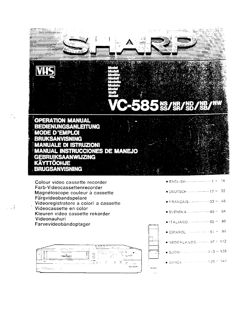 Page n°1 - Manuel utilisateur Sharp VC-585
