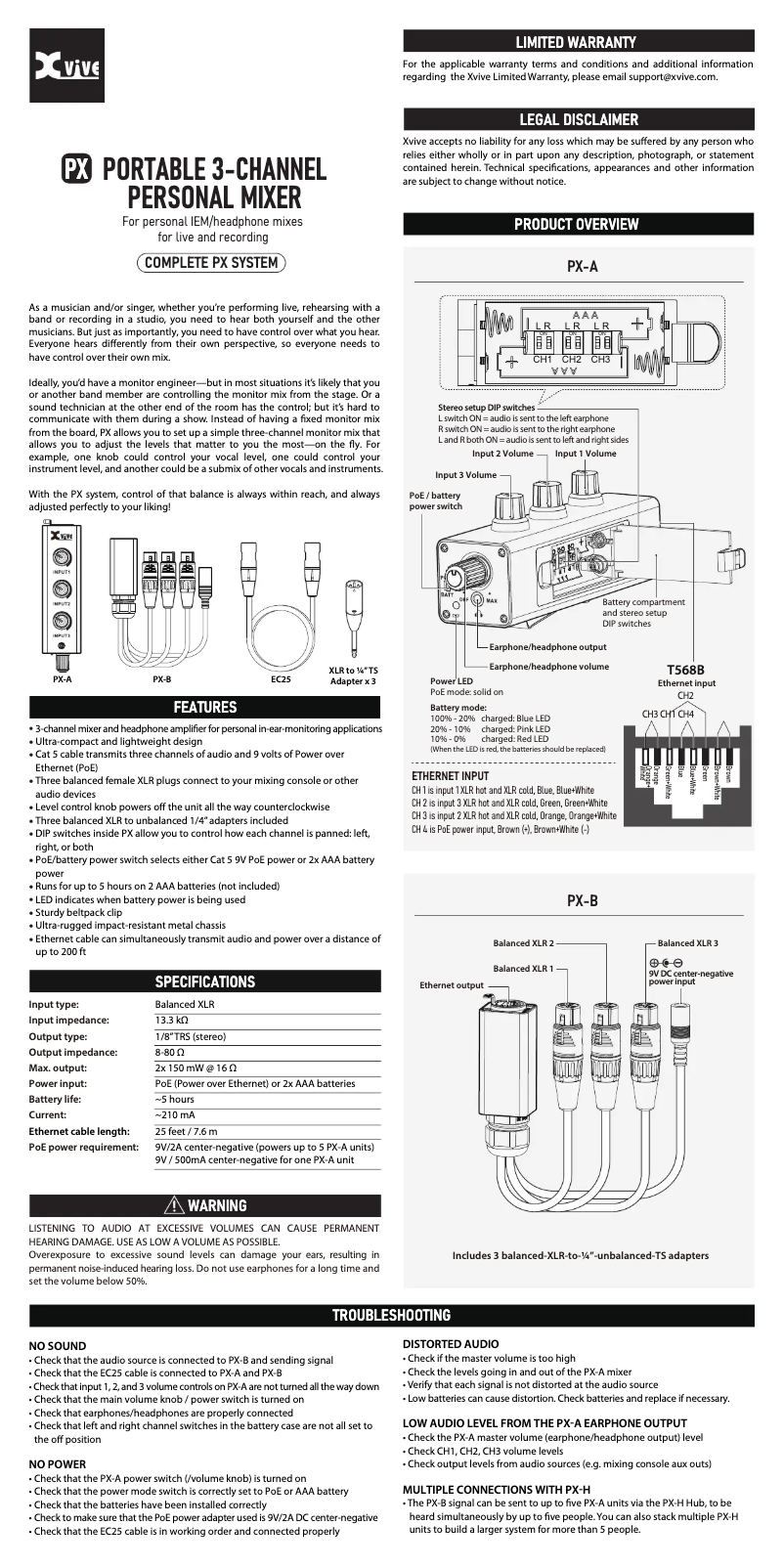 Page n°1 - Manuel utilisateur Xvive PX