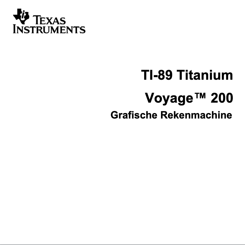 Page n°1 - Manuel utilisateur Texas Instruments Voyage 200