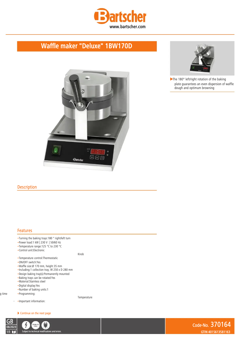 Image de la première page du manuel de l'appareil BW170D