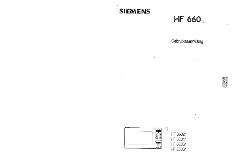 Page n°1 - Manuel utilisateur Siemens HF66021