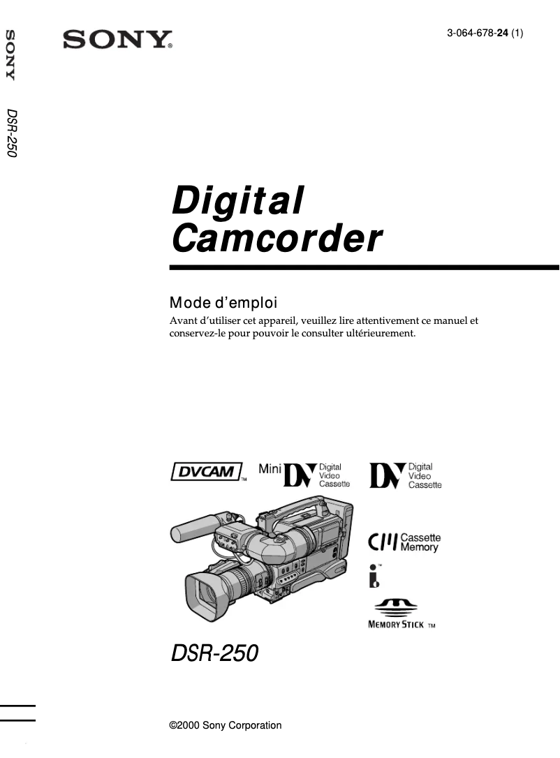 Image de la première page du manuel de l'appareil DSR-250