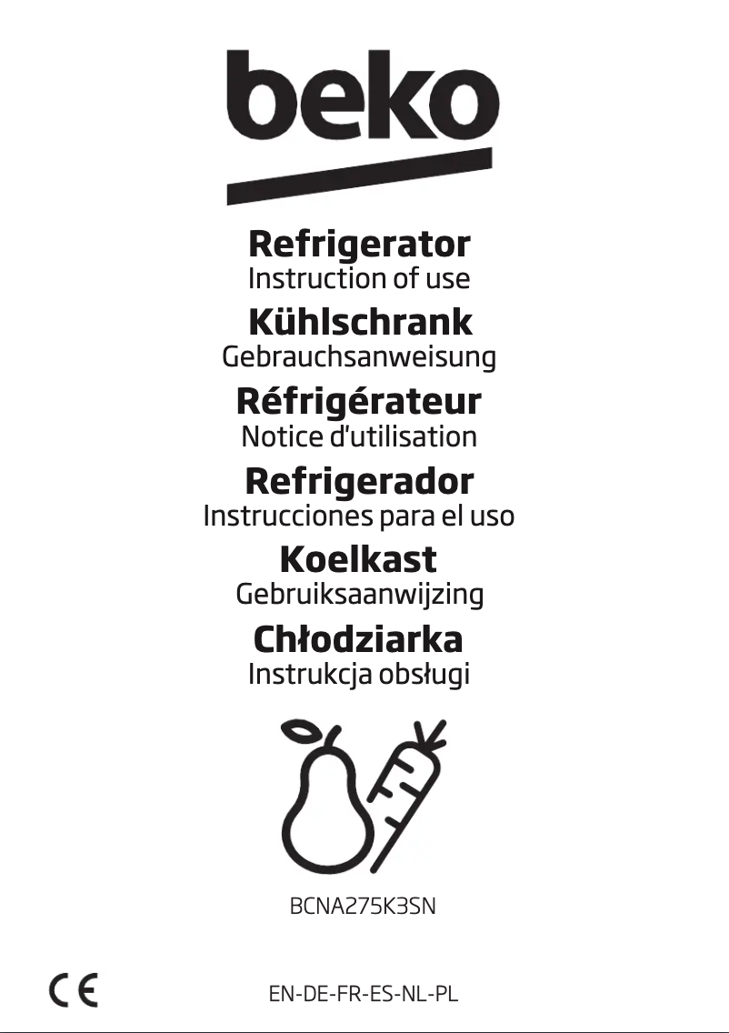 Image de la première page du manuel de l'appareil BCNA275K3SN