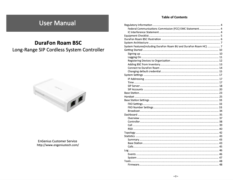 Image de la première page du manuel de l'appareil DuraFon Roam BSC