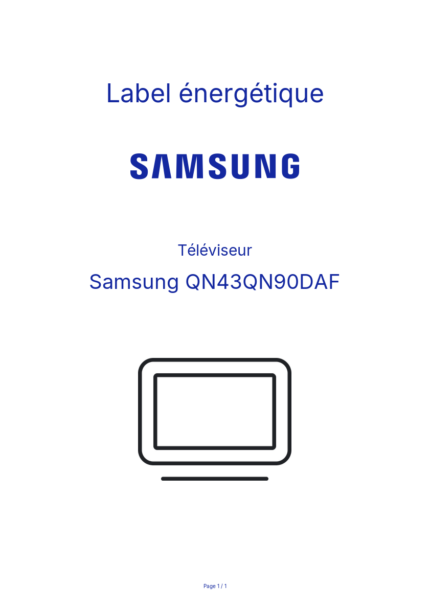 Page n°1 - Label énergétique Samsung QN43QN90DAF