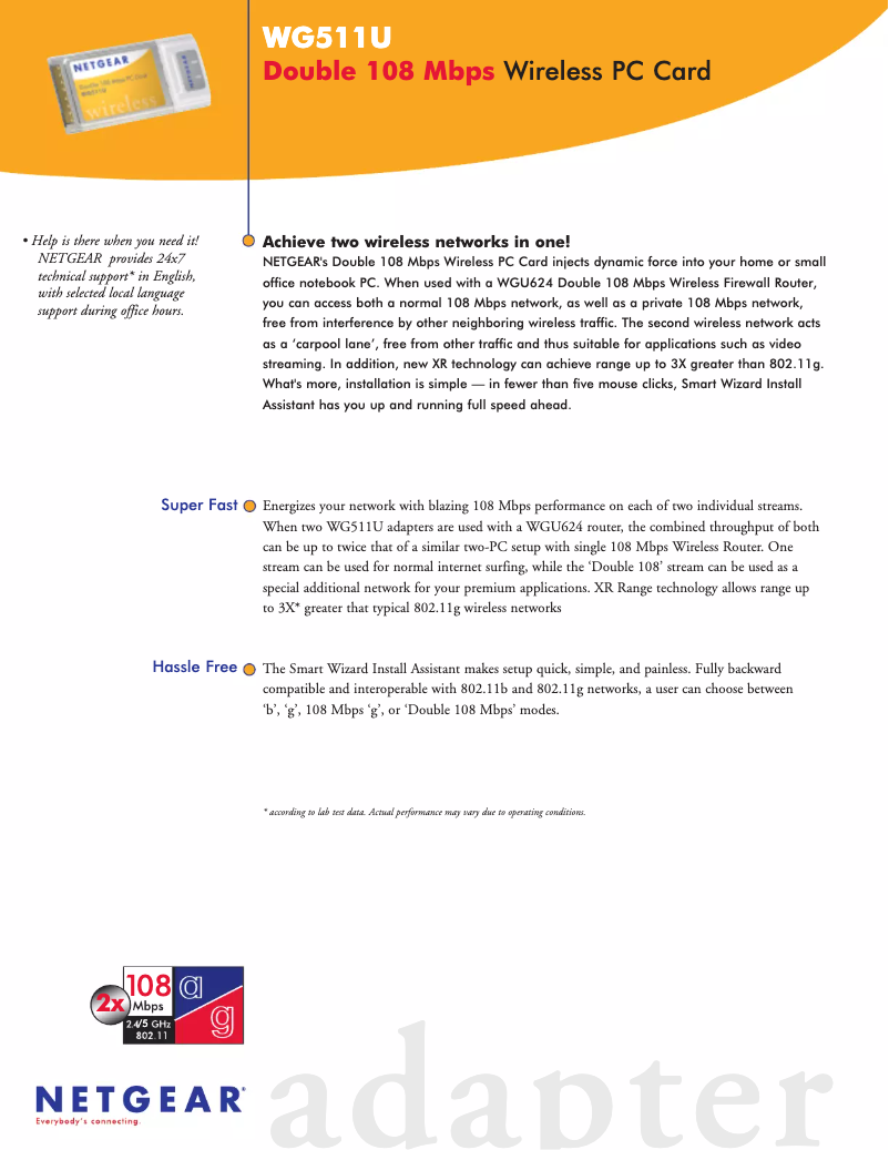 Page n°1 - Fiche technique Netgear WG511U