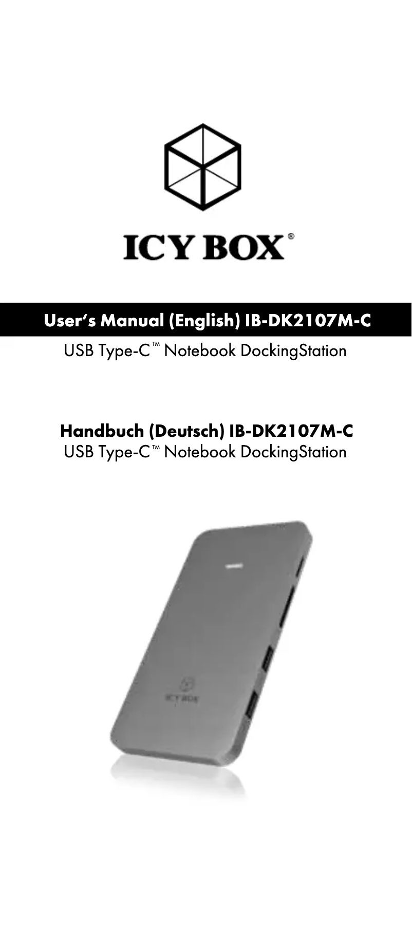 Page 1 de la notice Manuel utilisateur Icy Box IB-DK2107M-C